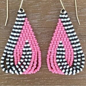 Black and white and pink earrings